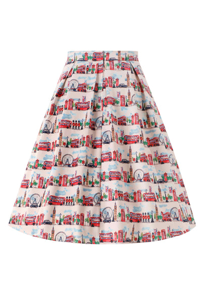 Back View of Aisley London Pleated Midi Skirt In White