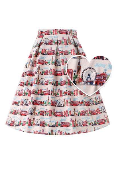 Front View of Aisley London Pleated Midi Skirt In White