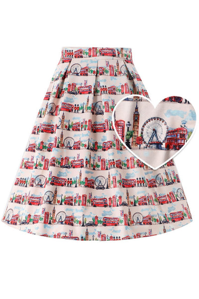 Front View of Aisley London Pleated Midi Skirt In White