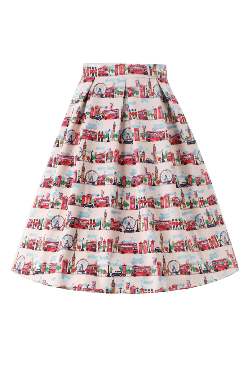 Front View of Aisley London Pleated Midi Skirt In White