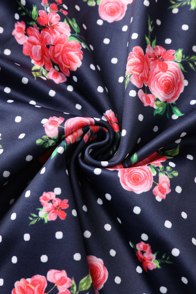 Fabric of Aisley Pink Rose Midi Skirt In Blue