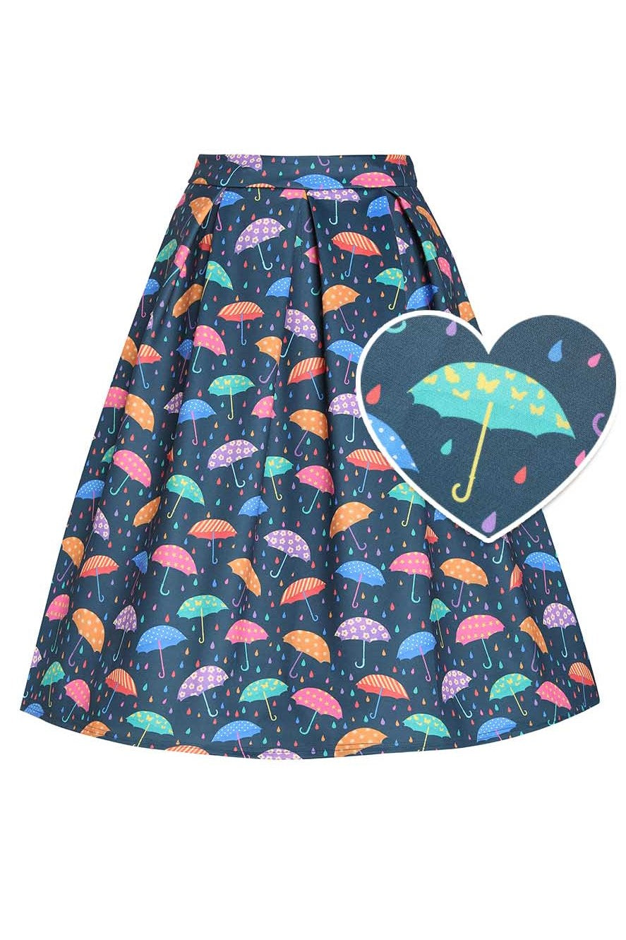 Front view of Aisley Rainy Day Midi Skirt