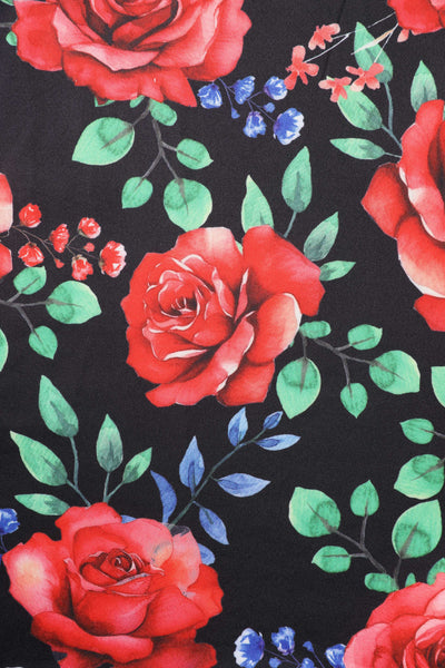 Pattern of Aisley Red Rose Midi Skirt