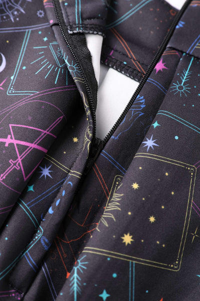 Zipper of Aisley Tarot Card Black Midi Skirt