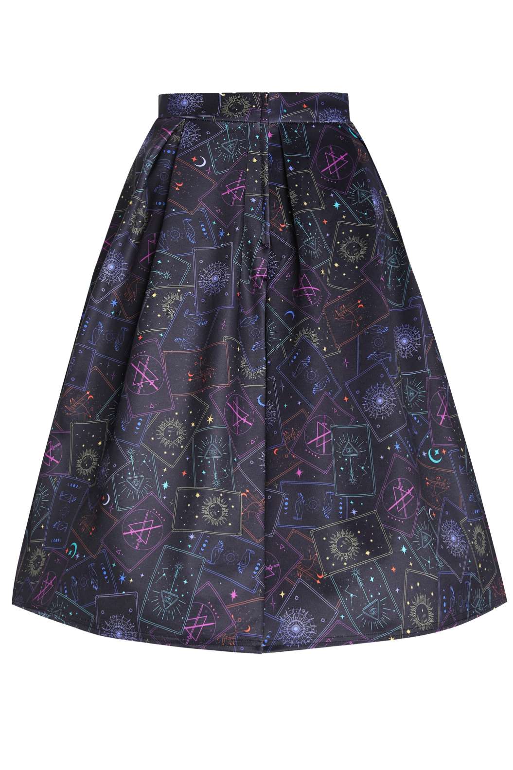 Back view of Aisley Tarot Card Black Midi Skirt