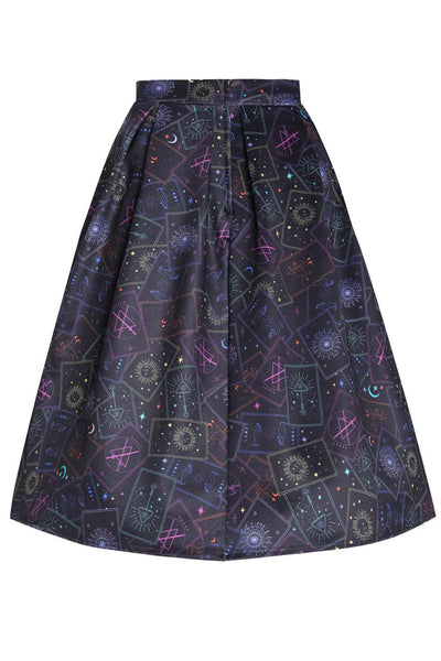 Back view of Aisley Tarot Card Black Midi Skirt