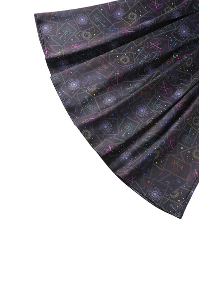 Close up view of Aisley Tarot Card Black Midi Skirt
