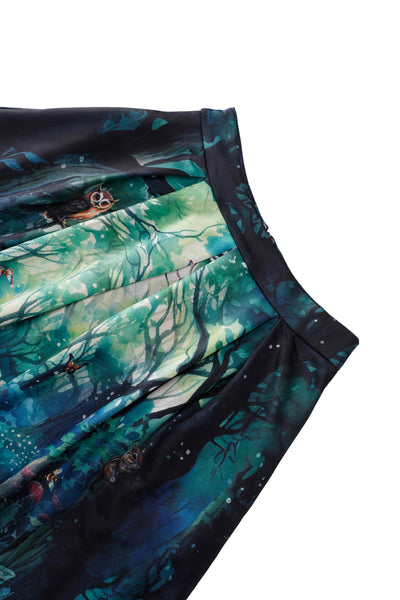 Waistband of Aisley Woodland Creature Pleated Midi Skirt