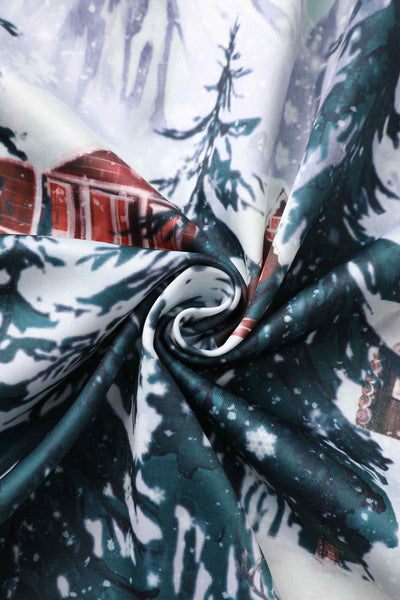 Close up view of Alpine Forest Flared Dress