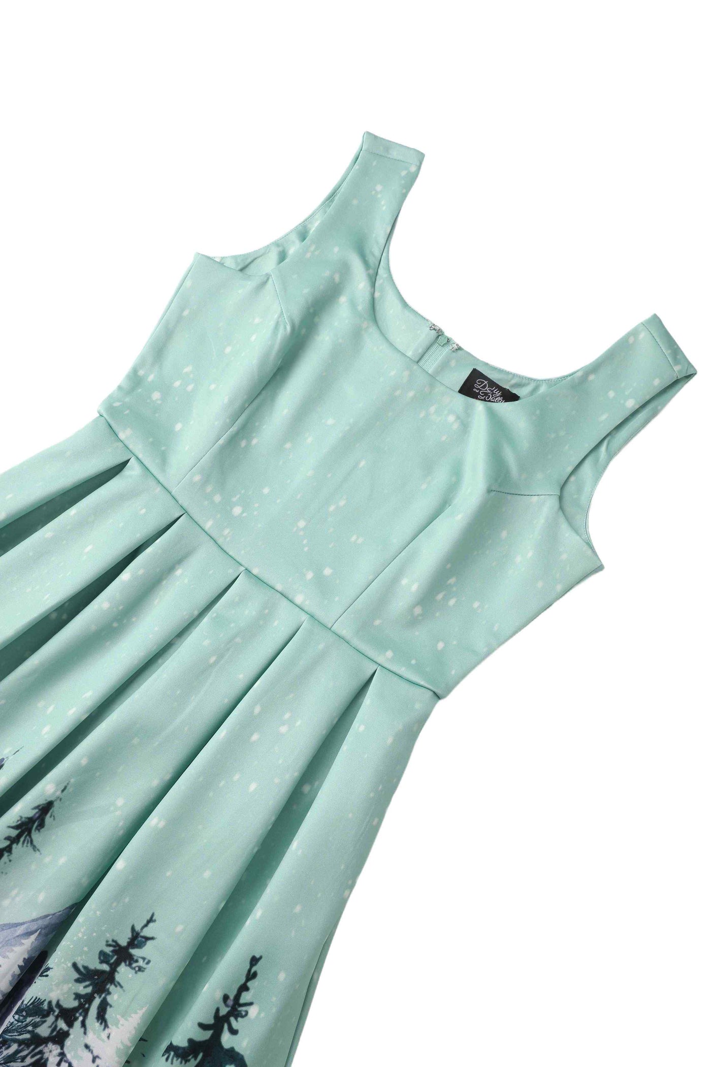 Close up view of Alpine Forest Flared Dress