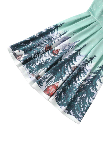 Close up view of Alpine Forest Flared Dress