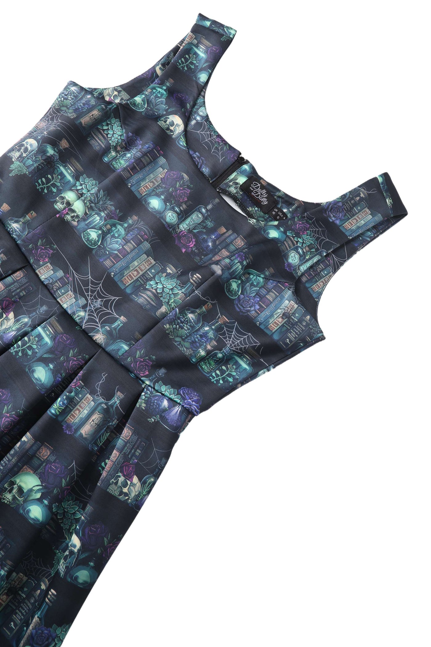 Close up view the top of Amanda Black Magic Swing Dress