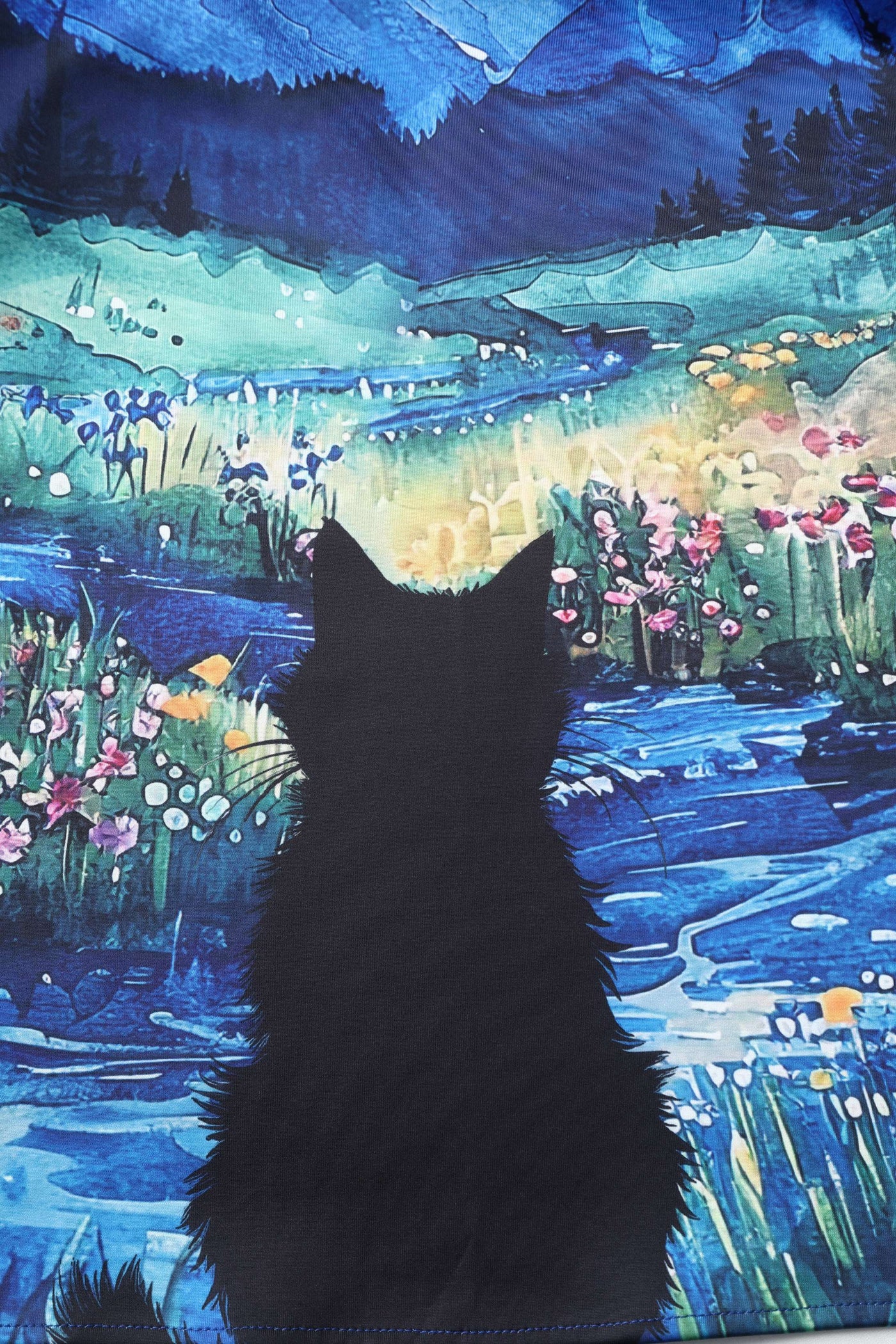 Pattern of Amanda Cat Starry Night Flared Dress