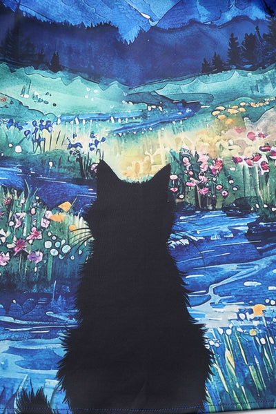 Pattern of Amanda Cat Starry Night Flared Dress