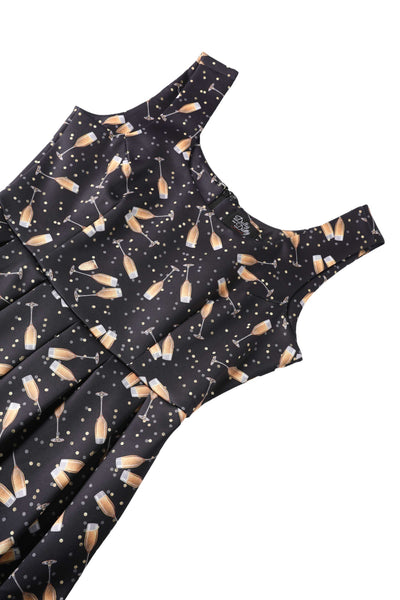 Close up view the top of Amanda Champagne Swing Dress