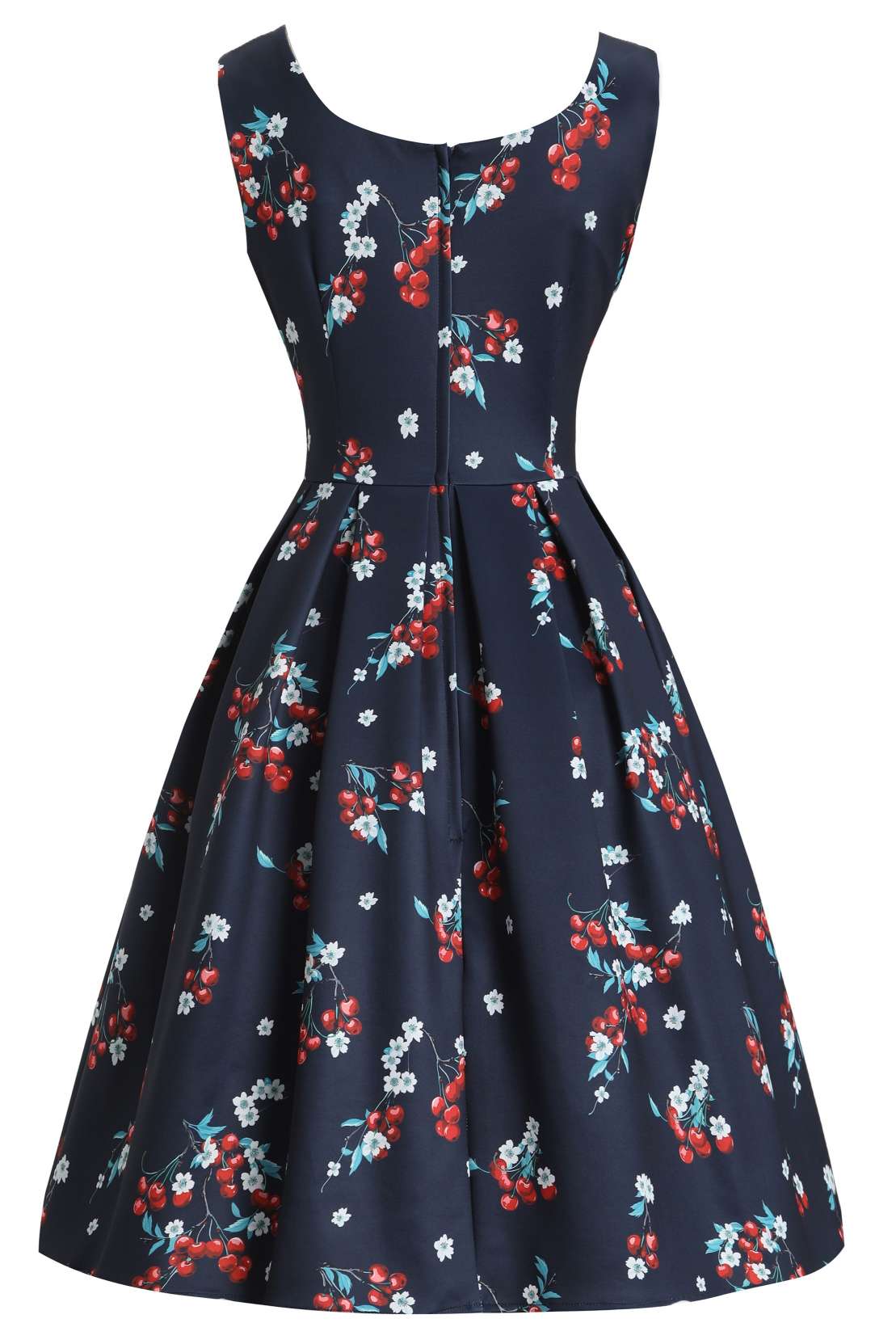 Back view of Amanda Cherry Navy Blue Flared Dress