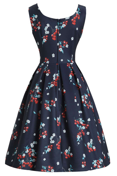 Back view of Amanda Cherry Navy Blue Flared Dress