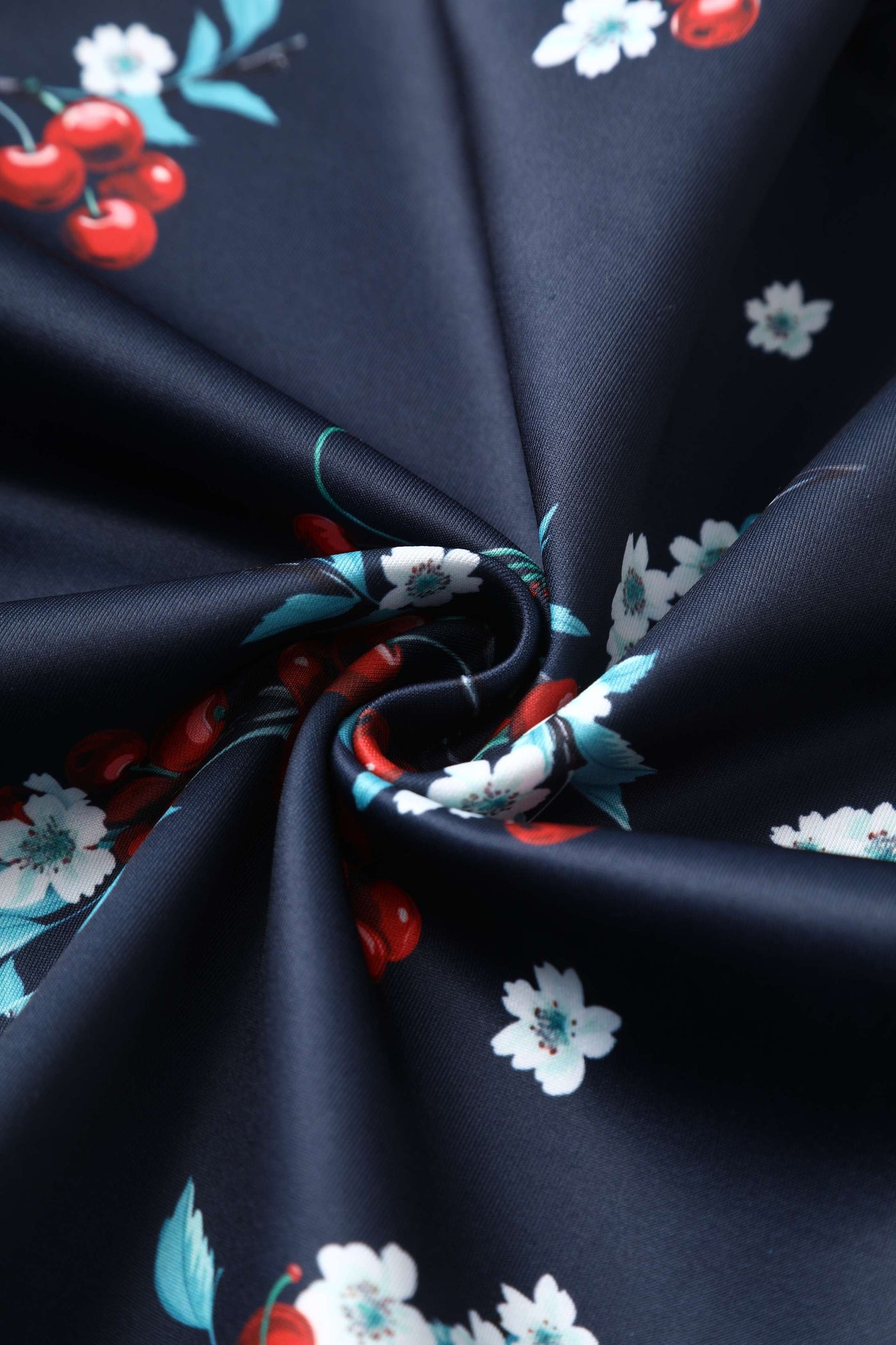 Fabric of Amanda Cherry Navy Blue Flared Dress