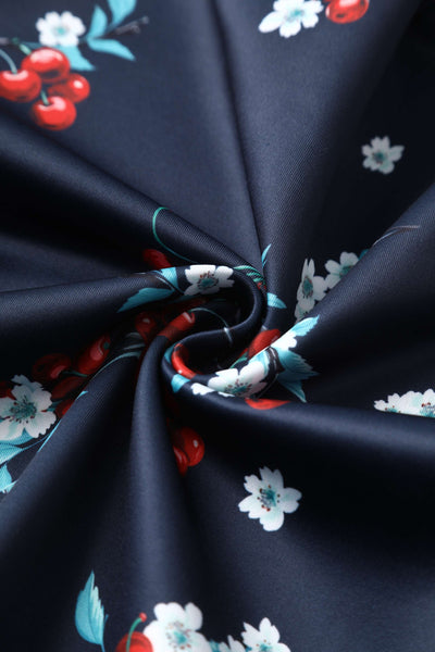 Fabric of Amanda Cherry Navy Blue Flared Dress