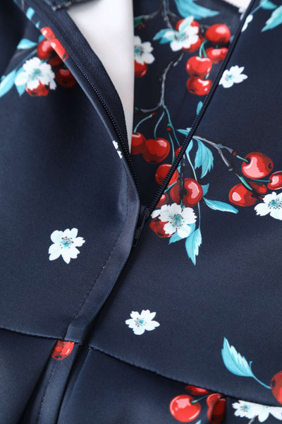 Zipper of Amanda Cherry Navy Blue Flared Dress