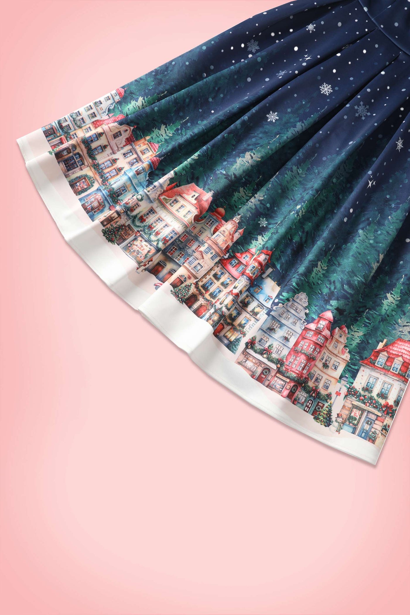 Close up view of Amanda Chrismas Eve Flared Dress In Blue