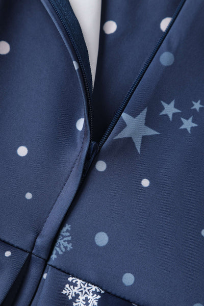 Zipper of Amanda Chrismas Eve Flared Dress In Blue