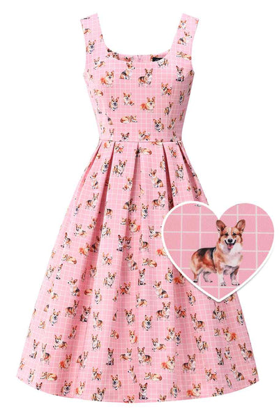Front view of Corgi Pink Swing Dress 