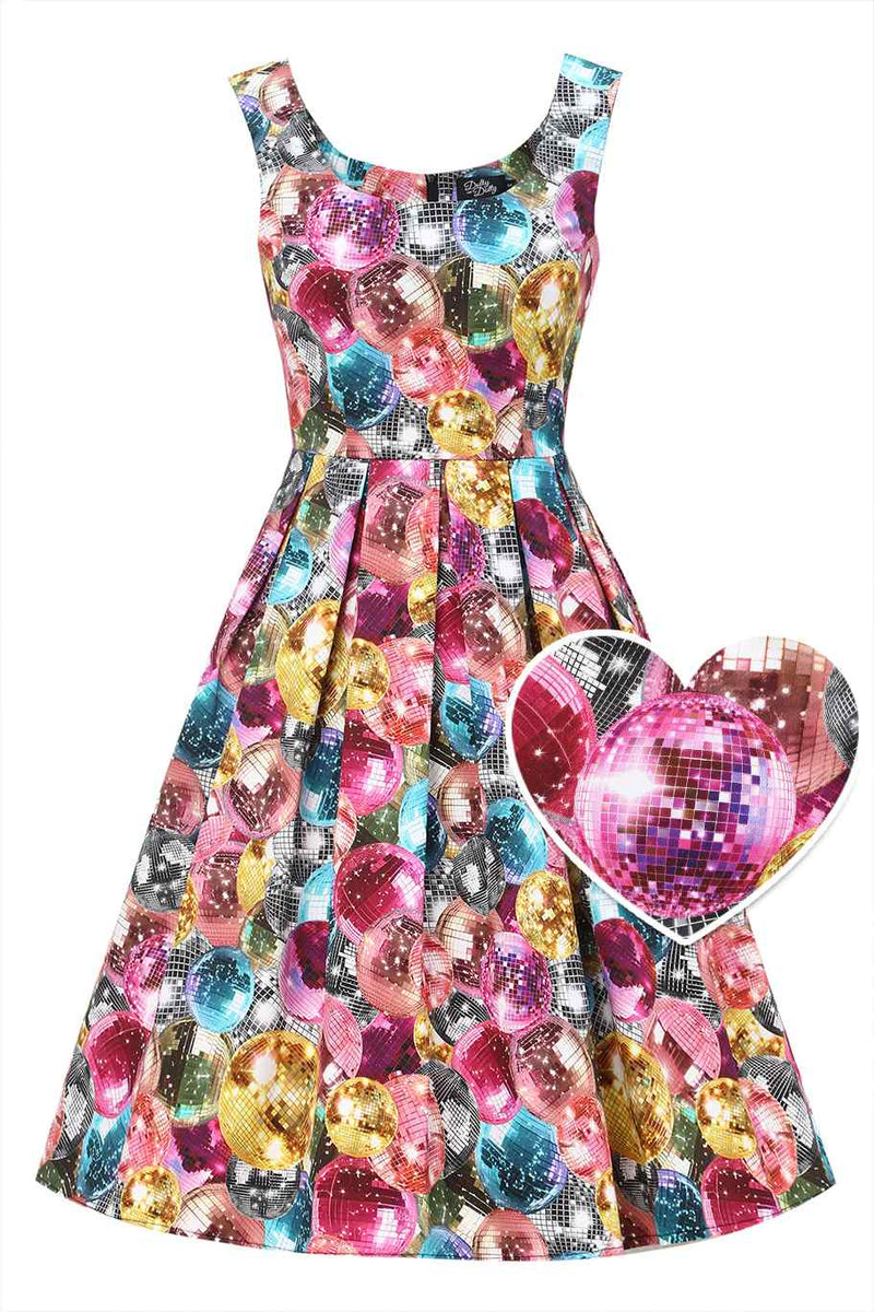Front view of Disco Ball Swing Dress