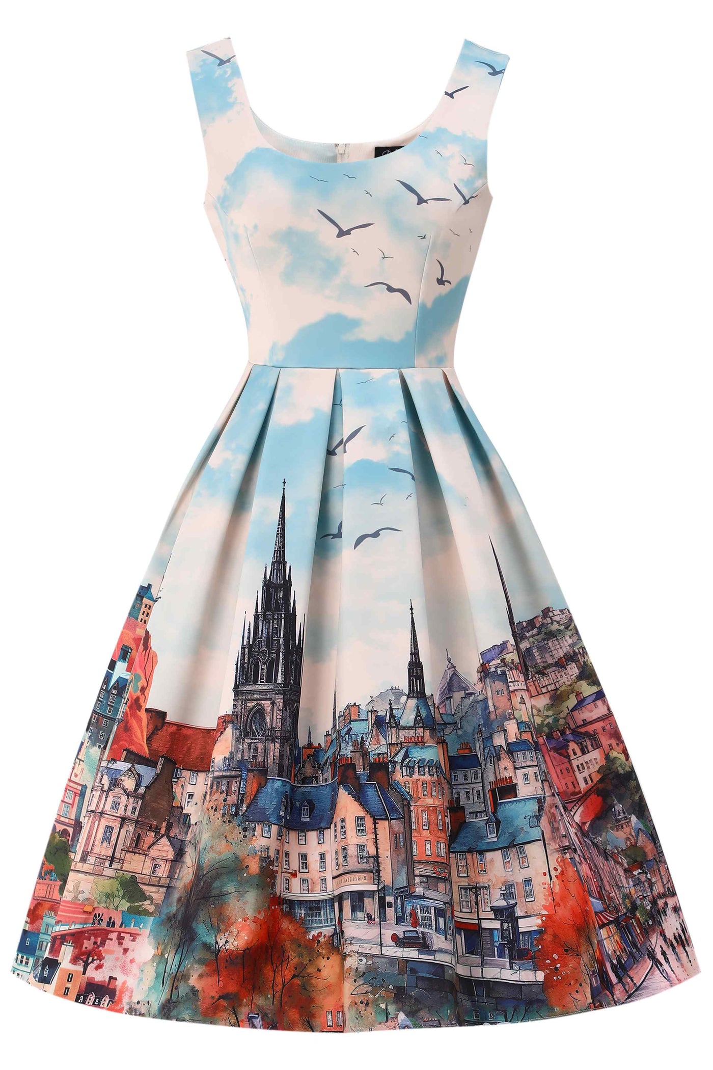 Front view of Amanda Edinburgh Swing Dress