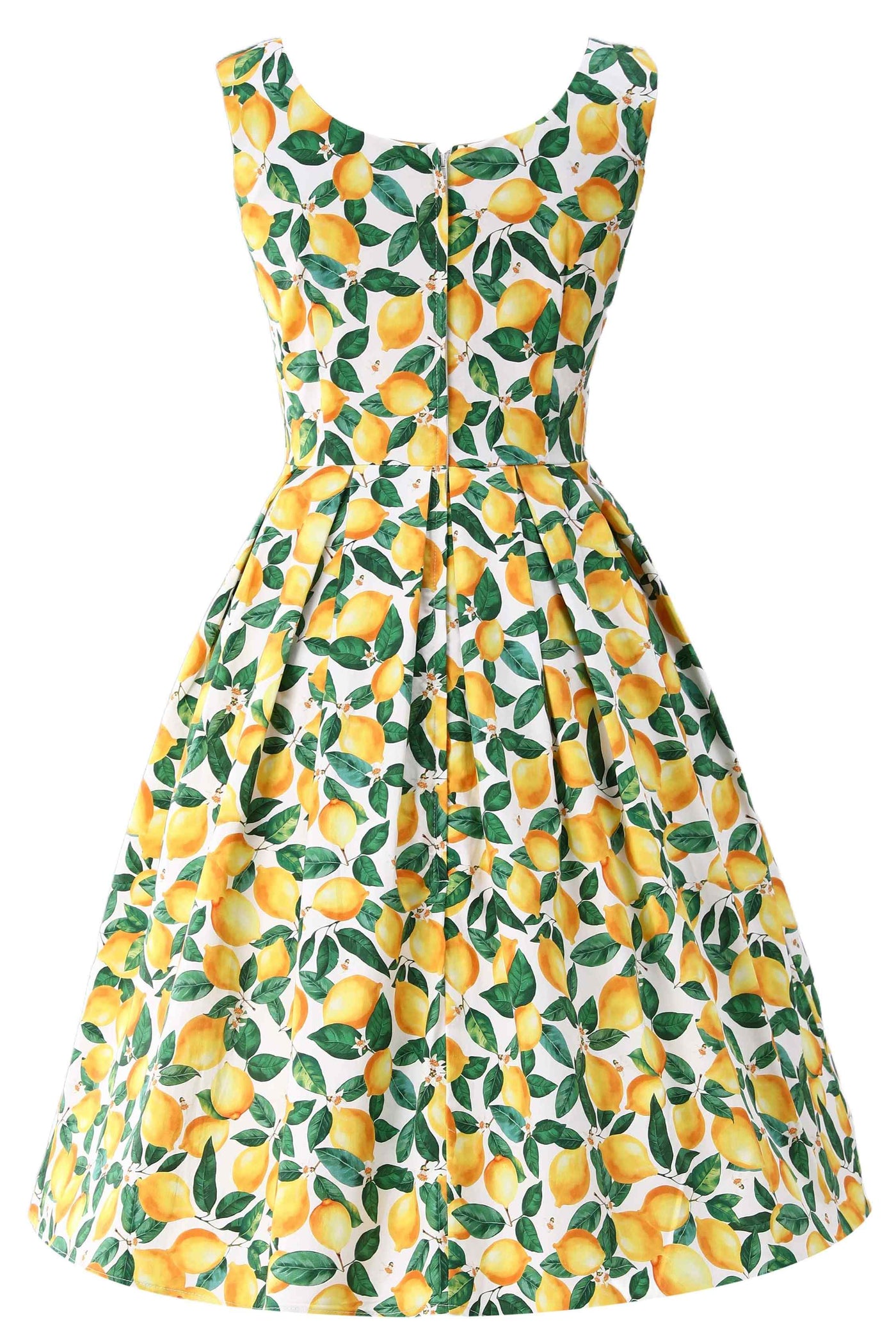 Back view of Amanda Lemon Flared Dress In White