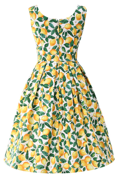 Back view of Amanda Lemon Flared Dress In White