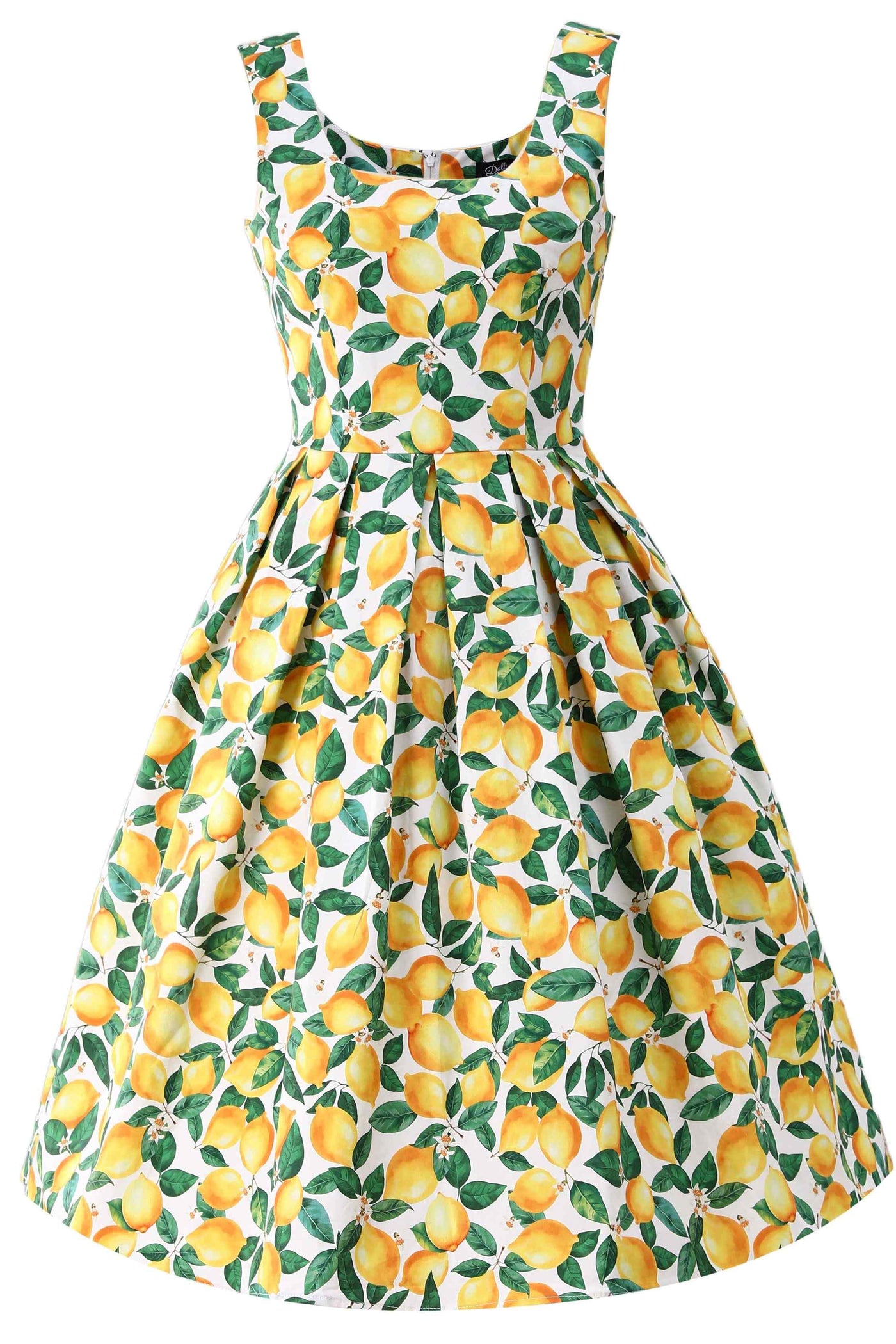 Front view of Amanda Lemon Flared Dress In White