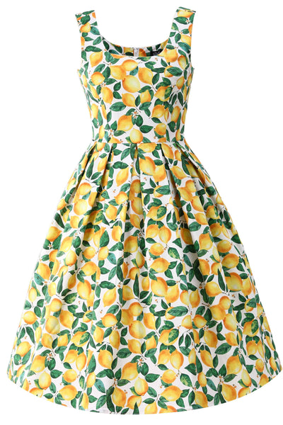 Front view of Amanda Lemon Flared Dress In White