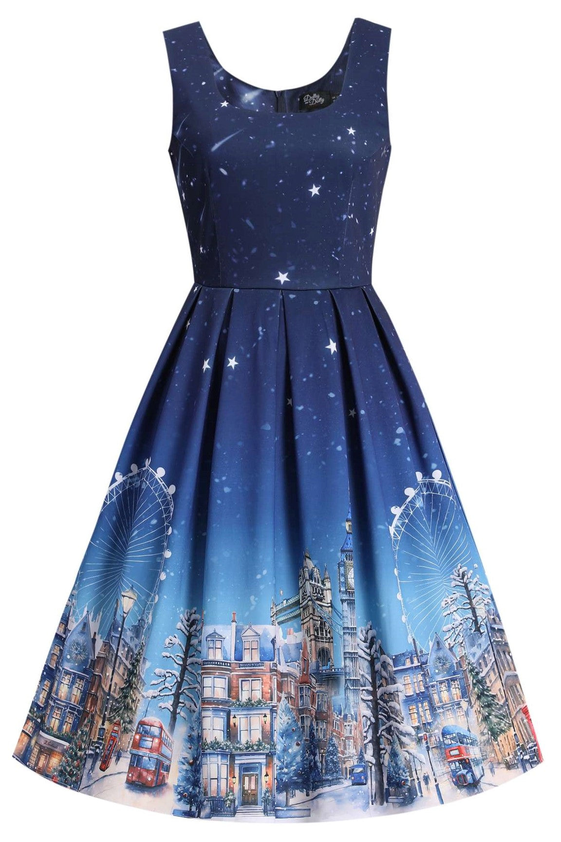 Front view of Amanda London Winter Swing Dress