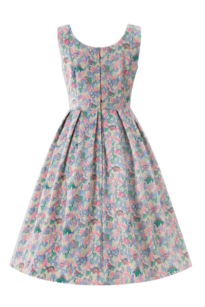 Back view of Amanda Pastel Dinosaur Flared Dress