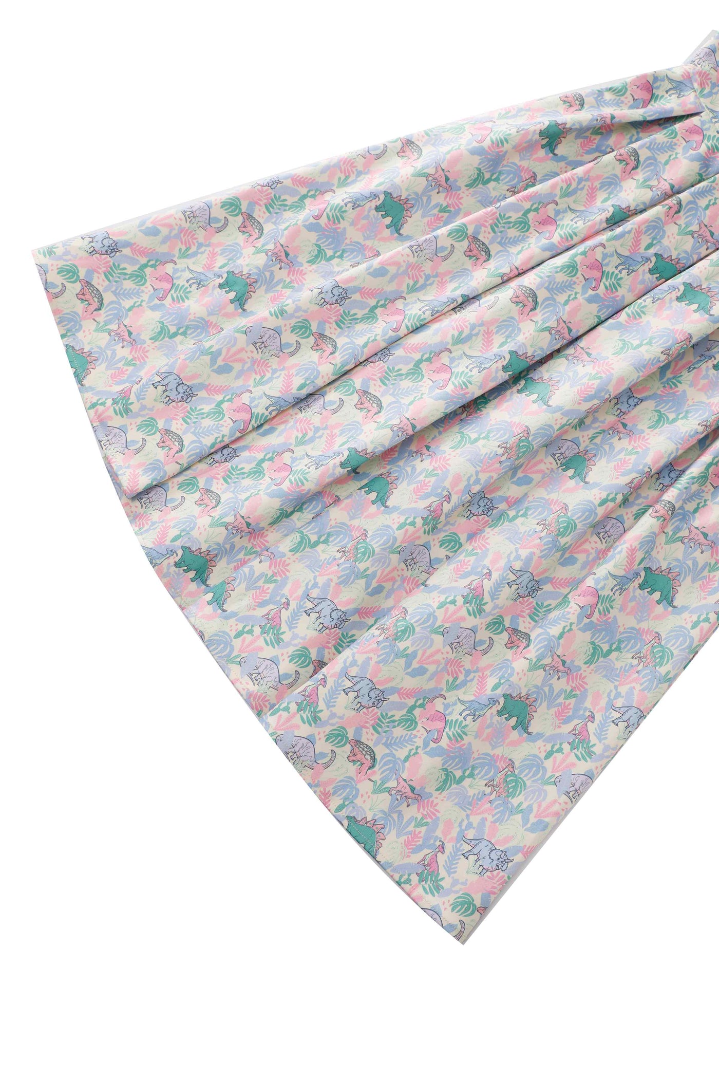 Close up view the skirt of Amanda Pastel Dinosaur Flared Dress