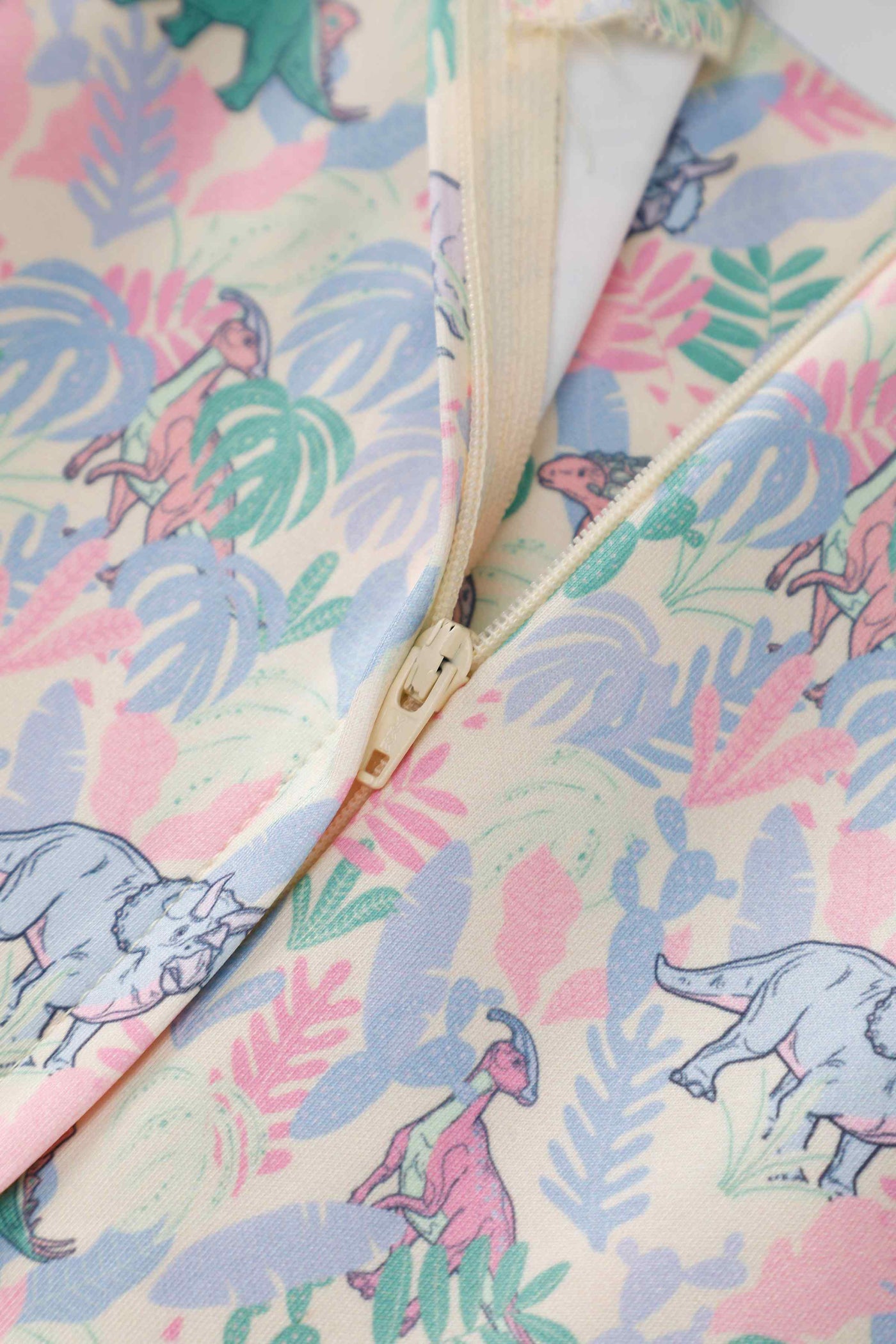 Zipper of Amanda Pastel Dinosaur Flared Dress