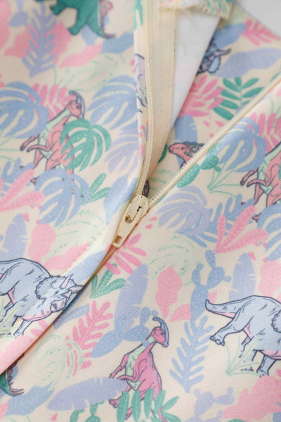 Zipper of Amanda Pastel Dinosaur Flared Dress