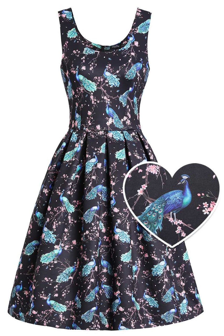 Front view of Amanda Peacock Swing Dress In Dark Blue