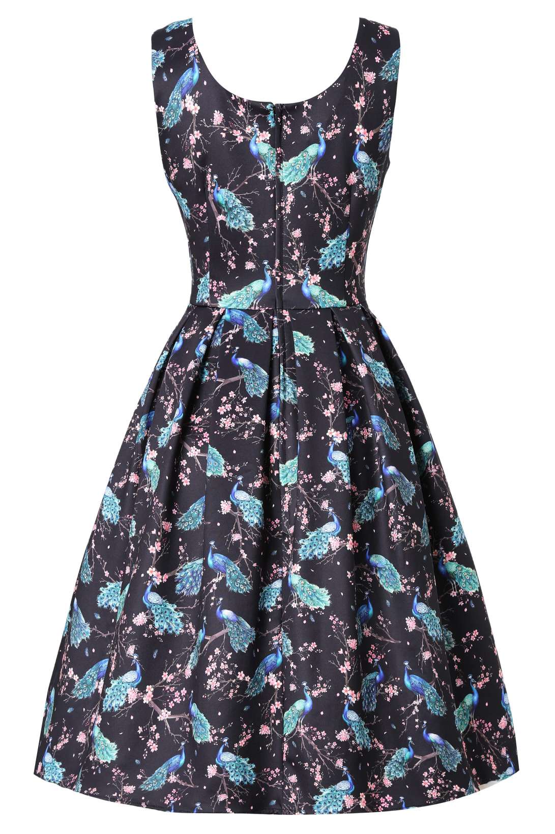Back view of Amanda Peacock Swing Dress In Dark Blue