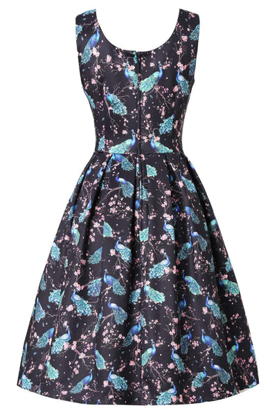 Back view of Amanda Peacock Swing Dress In Dark Blue