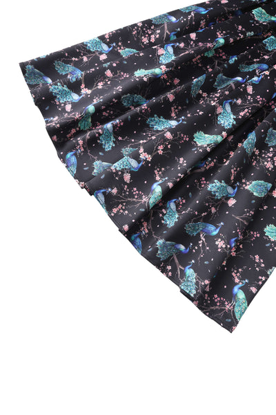 Close up view of Amanda Peacock Swing Dress In Dark Blue