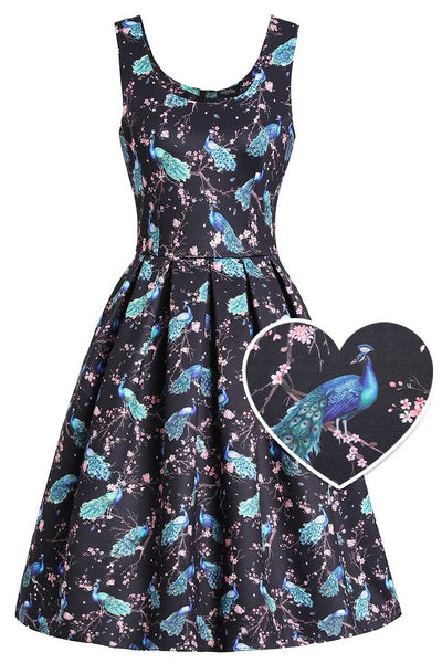 Front view of Amanda Peacock Swing Dress In Dark Blue