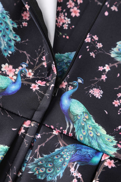 Zipper of Amanda Peacock Swing Dress In Dark Blue