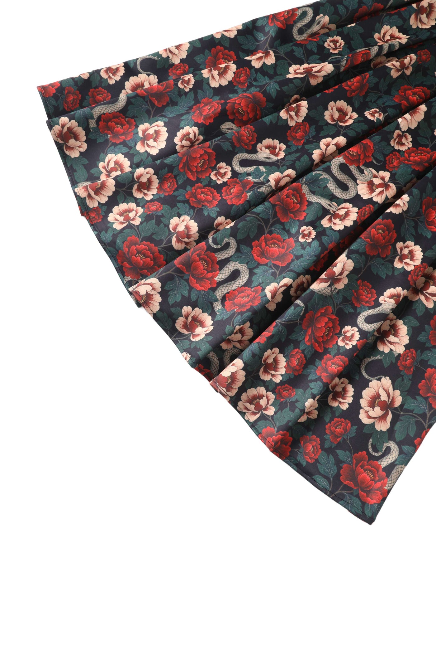 Close up view of Amanda Rockabilly Rose & Snake Print Dress