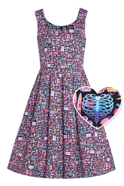 Front view of Amanda Y2K Goth Punk Flared Dress
