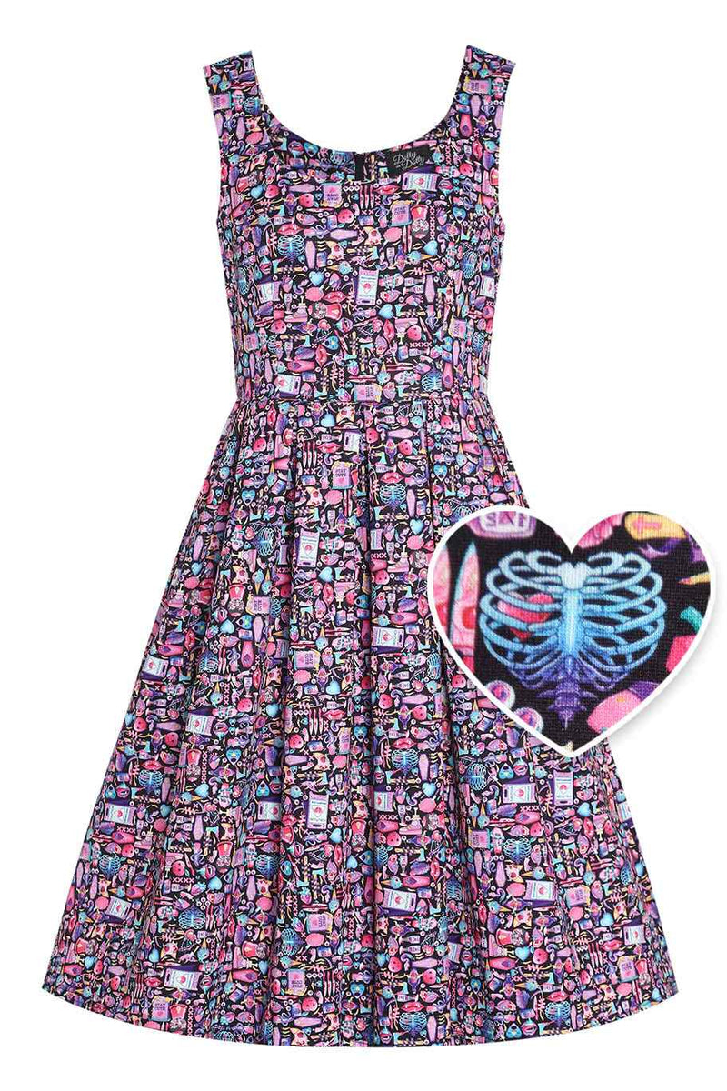 Front view of Amanda Y2K Goth Punk Flared Dress