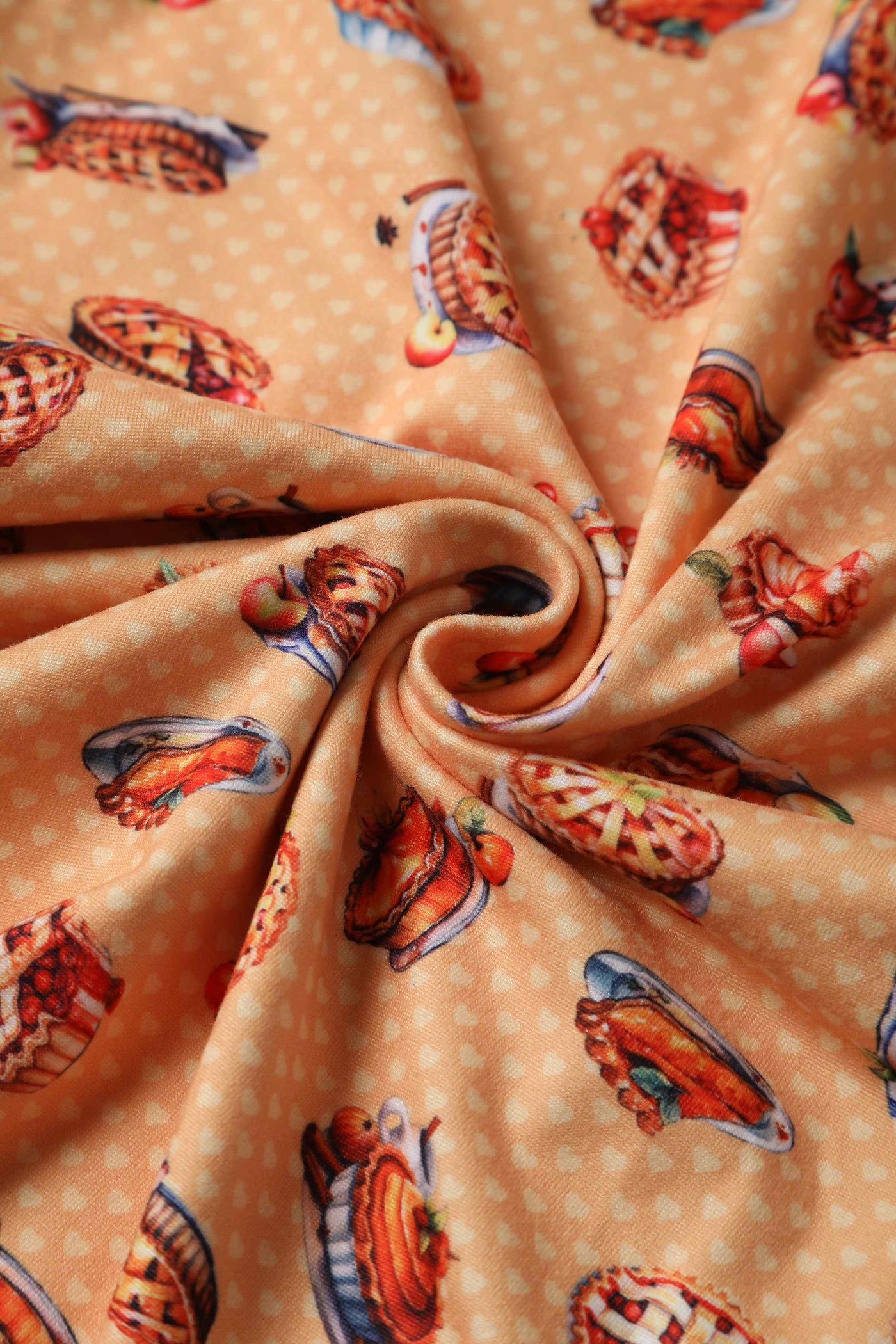 Close up View of Apple Pie Short Sleeved Dress in Orange