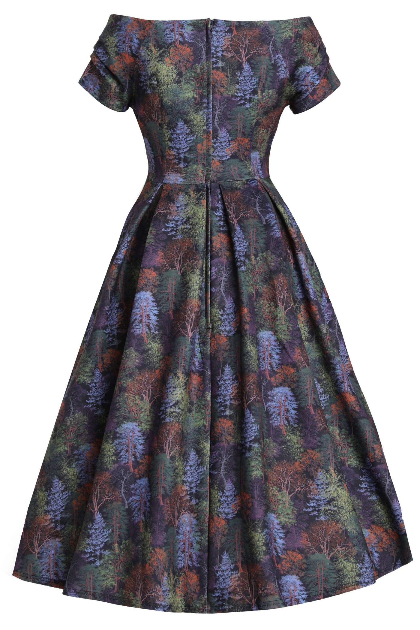 Back view of Autumn Foliage Off Shoulder Dress