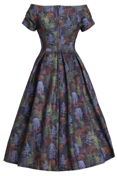 Back view of Autumn Foliage Off Shoulder Dress